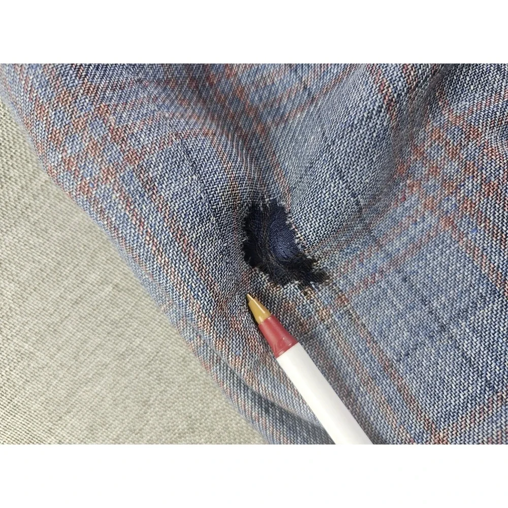 Brooks Brothers Sport Coat Mens 38 R Blue Plaid Linen Wool Itlay Half Lined